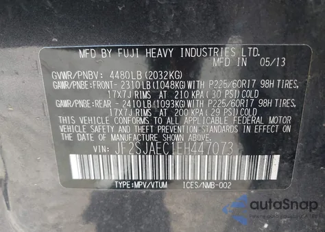 2014 Subaru Forester 2.5I Premium z USA, uszkodzony, nr VIN JF2SJAEC1EH447073